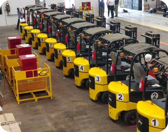 Battery operated forklift rental fleet